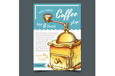 Ancient Wooden Manual Coffee Grinder Poster Vector