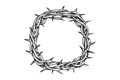 Crown Of Thorns Jesus Christ Top View Ink Vector