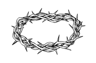 Crown Of Thorns Jesus Christ Monochrome Vector