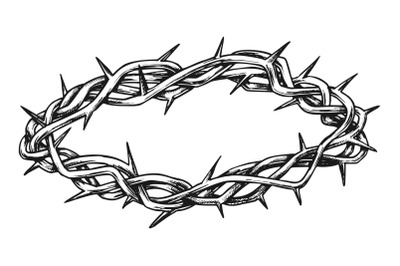 Crown Of Thorns Religious Symbol Hand Drawn Vector