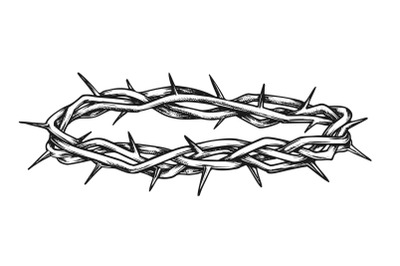 Crown Of Thorns Religious Symbol Monochrome Vector