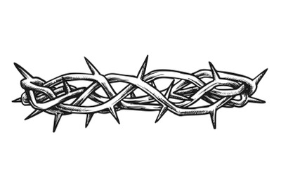 Crown Of Thorns Jesus Christ Side View Ink Vector