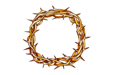 Crown Of Thorns Jesus Christ Top View Color Vector