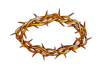 Crown Of Thorns Antique Tool For Pain Color Vector