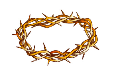 Crown Of Thorns Antique Tool For Pain Color Vector