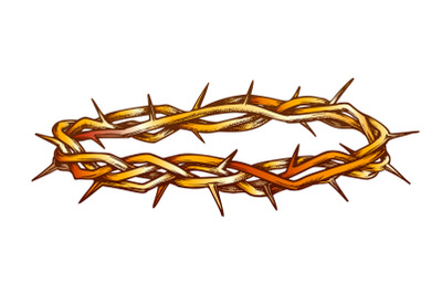 Crown Of Thorns Religious Symbol Color Vector