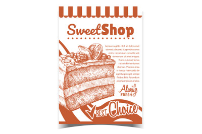 Sweet Shop Creamy Cake Advertise Poster Vector