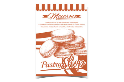 Pastry Shop Macarons Biscuit Sweet Banner Vector