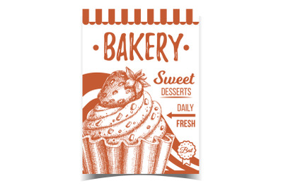 Bakery Sweet Dessert Advertising Banner Vector