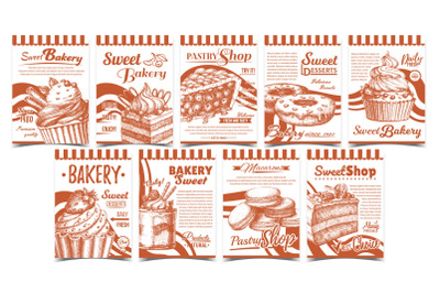 Bakery Pastry Shop Advertising Banners Set Vector