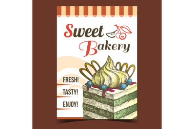 Sweet Bakery Dessert Advertising Poster Vector