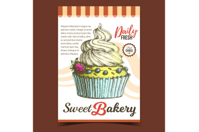 Sweet Bakery Creamy Berry Dessert Banner Vector