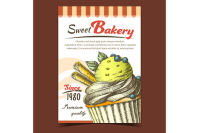 Sweet Bakery And Ice Cream Cake Banner Vector