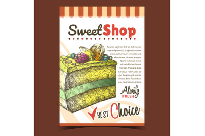 Sweet Shop Creamy Cake Advertise Poster Vector