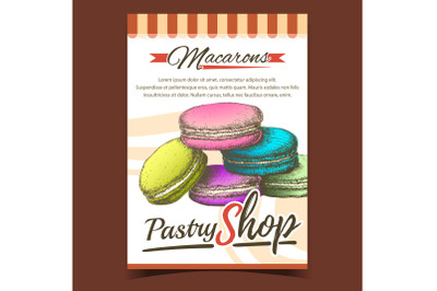 Pastry Shop Macarons Biscuit Sweet Banner Vector