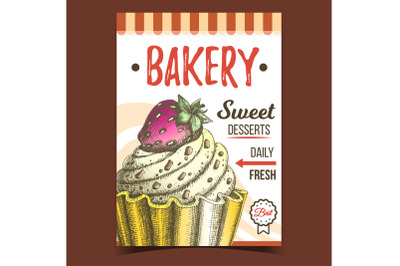 Bakery Sweet Dessert Advertising Banner Vector