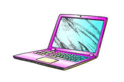 Laptop Computer Electronic Gadget Color Vector