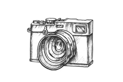 Photo Camera Digital Gadget Monochrome Vector