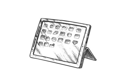 Electronic Tablet Digital Gadget Monochrome Vector