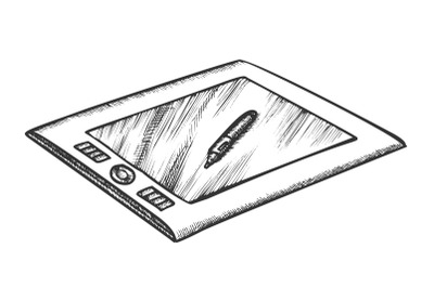 Tablet With Stylus Digital Gadget Retro Vector