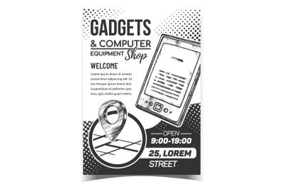 Gadgets And Computer Shop Advertise Poster Vector