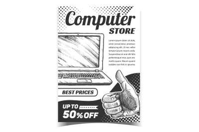 Computer Store Creative Advertising Banner Vector