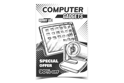 Computer Gadgets Creative Advertise Poster Vector