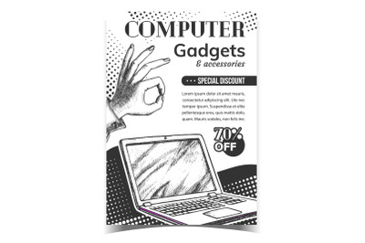 Computer Gadgets Creative Advertise Banner Vector