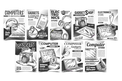 Electronics Store Advertising Posters Set Vector