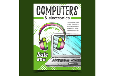 Computers And Electronics Advertise Banner Vector