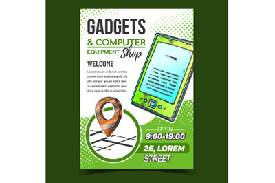 Gadgets And Computer Shop Advertise Poster Vector