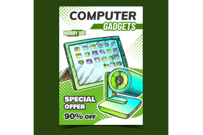 Computer Gadgets Creative Advertise Poster Vector