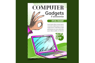 Computer Gadgets Creative Advertise Banner Vector