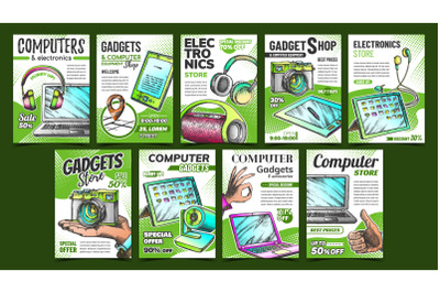 Electronics Store Advertising Posters Set Vector