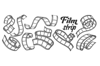 Film Strip For Camera Or Projector Ink Set Vector