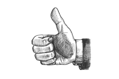 Male Hand Make Gesture Thumb Finger Up Vector