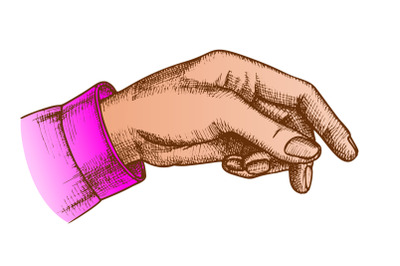 Color Female Hand Pointer Finger Showing Gesture Vector