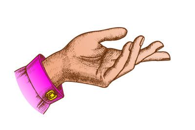 Color Girl Hand Gesture Show Direction Handdrawn Vector