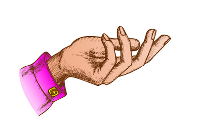 Color Elegant Girl Hand Gesture Open Palm Vintage Vector