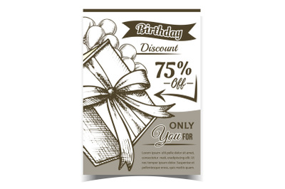 Birthday Discount Gift Box Advertise Banner Vector