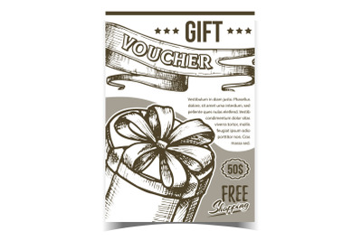 Gift Voucher Round Box Advertising Banner Vector