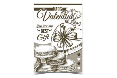 Valentine Day Gift Box Advertise Poster Vector