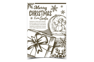 Merry Christmas Gift Box Advertise Banner Vector