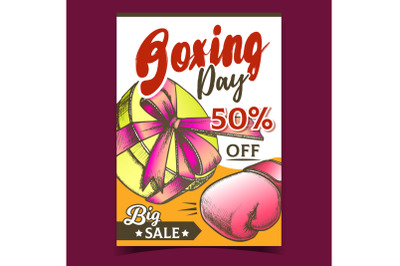 Boxing Day Gift Box Advertising Banner Vector