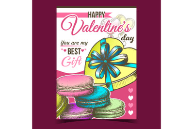 Valentine Day Gift Box Advertise Poster Vector