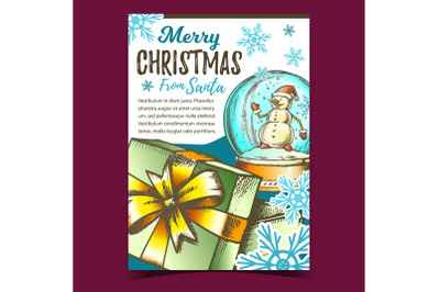 Merry Christmas Gift Box Advertise Banner Vector