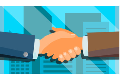 Handshake Concept Vector. Happy Partnership. Success Deal. Financial Technology. Flat Illustration