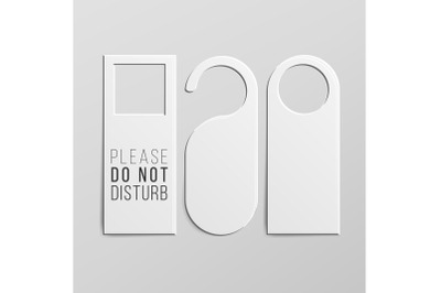 Door Handle Lock Hangers Set. Realistic Mock Up. Do Not Disturb. Vector Illustration