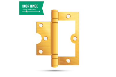 Door Hinge Vector. Classic And Industrial Ironmongery Isolated On White Background. Simple Entry Door Metal Hinge Icon. Gold, Brass. Stock Illustration