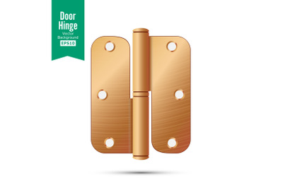 Door Hinge Vector. Classic And Industrial Ironmongery Isolated On White Background. Simple Entry Door Metal Hinge Icon. Copper, Bronze. Stock Illustration